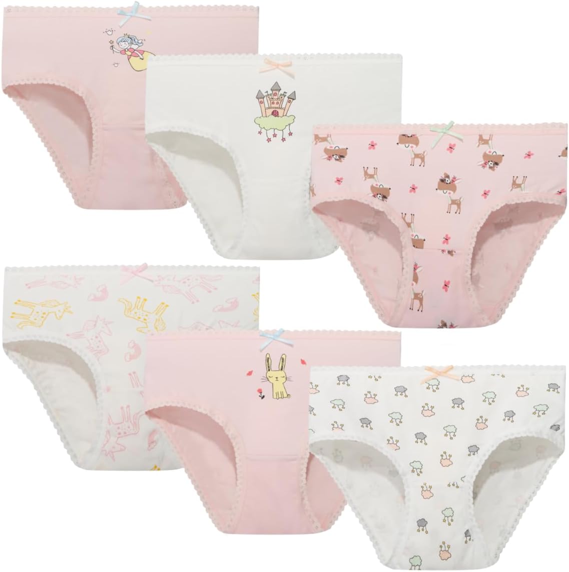 Girls' Cotton Brief Breathable Toddler Panties Kids Assorted Underwears 6-8 pieces