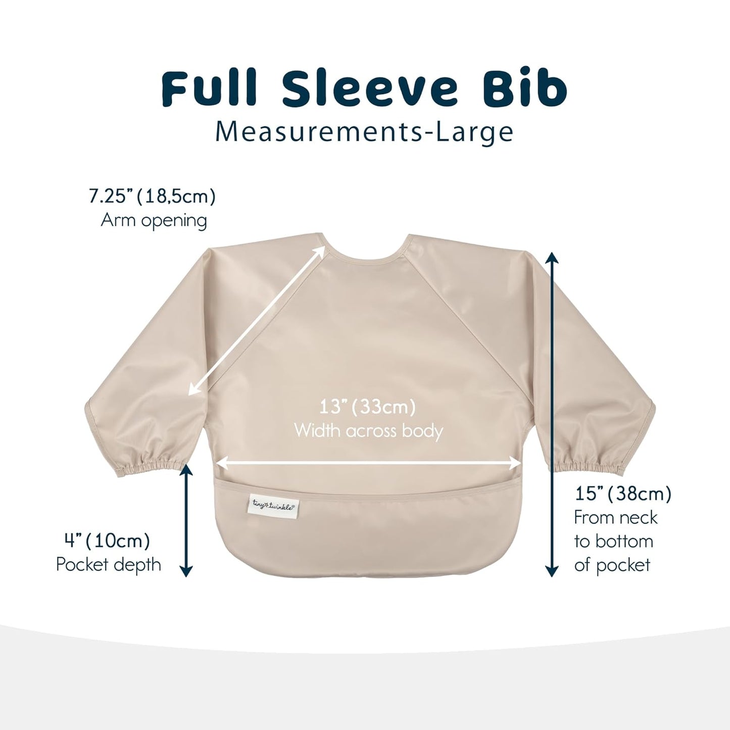 Tiny Twinkle Mess Proof Baby Bibs, 2pk Waterproof Smock Baby Bibs for Eating, Machine Washable Long Sleeve Bibs, Baby Led Weaning, Toddler Bibs, BLW Supplies (Periwinkle Putty, Large 2-4 Years)