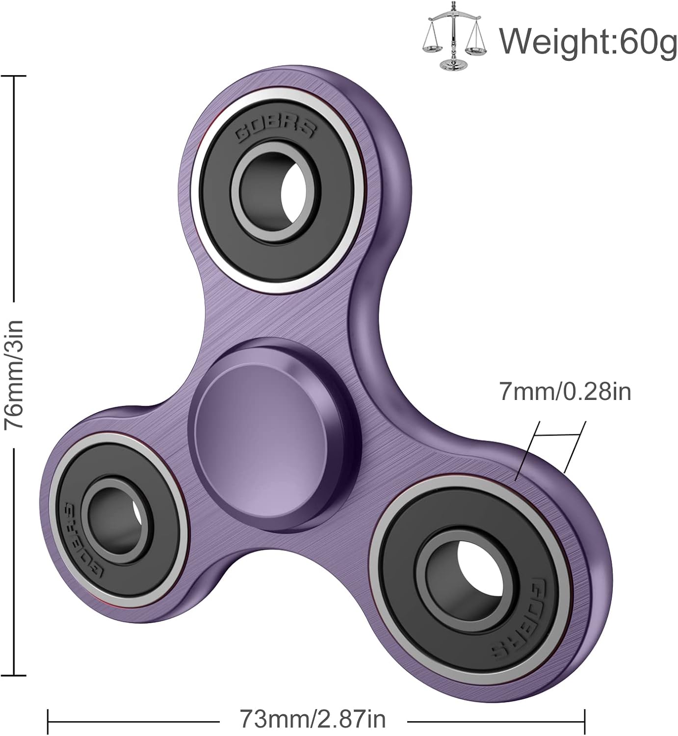 ATESSON Fidget Spinner Toys, Durable High Speed Bearing Metal Hand Finger Spinners EDC ADHD Focus Anxiety Stress Relief Boredom Killing Time Toys for Kids Adults Purple