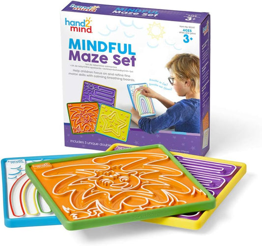 hand2mind Mindful Maze Boards, Tactile Sensory Toys for Toddlers, Anxiety Relief Items, Calm Down Corner Supplies, Emotional Regulation Tools for Kids, Play Therapy Toys, Mindfulness Gifts