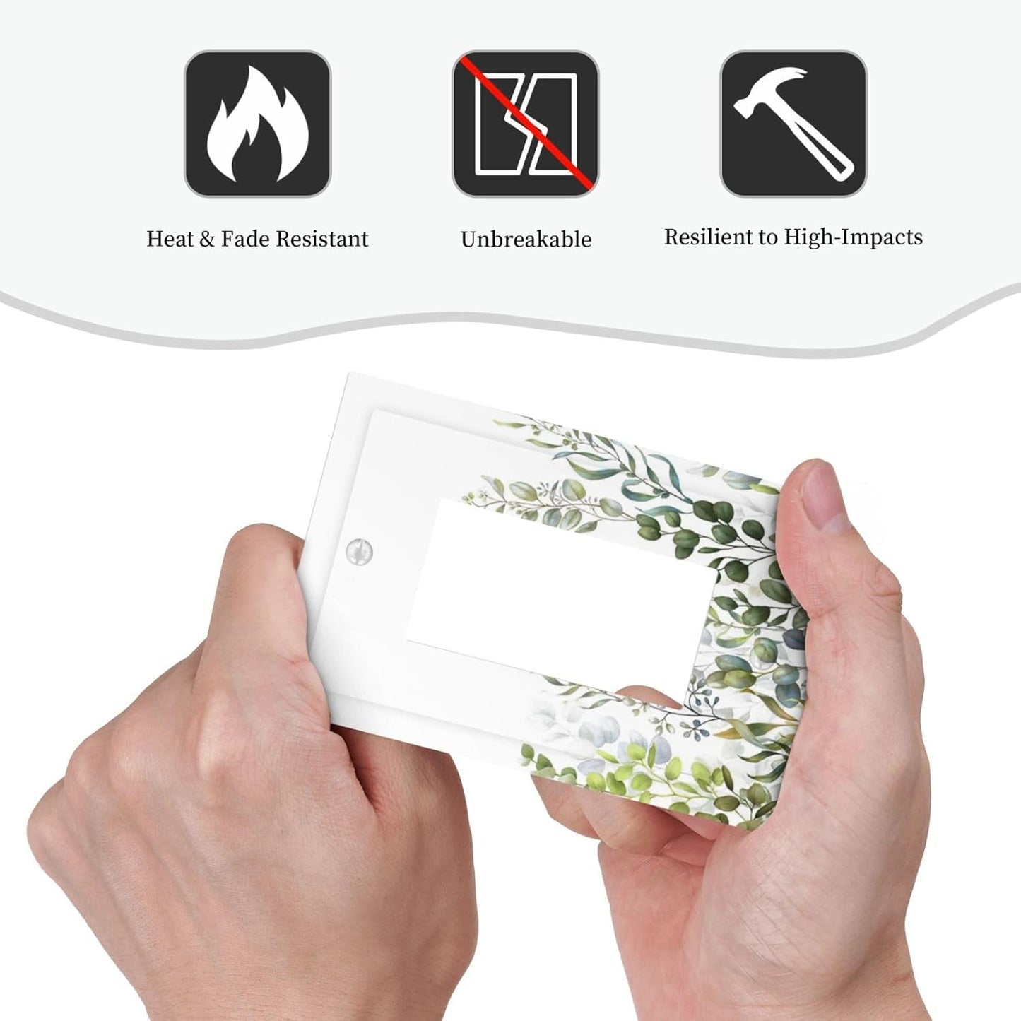 Green Eucalyptus Leaf Plant Herbs Springnature Decorative Outlet Covers 1 Gang Single Rocker Light Switch Cover Plate Wall Plates GFCI Faceplate for Bed Room Living Room Decor