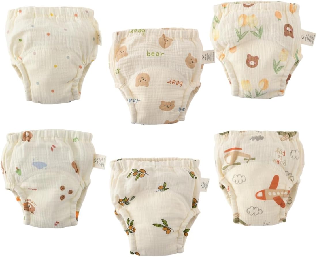 Baby Training Underpants,Soft Cotton Absorbent Potty Training Underwear For Baby Boys And Girls 6 Pack