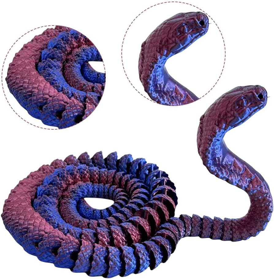 3D Printed Snake Cobra-3D Printed Animals Fidget Toy Creative 3D Printed Animals Articulated Snake Collectibles Home Office Executive Desk Decor