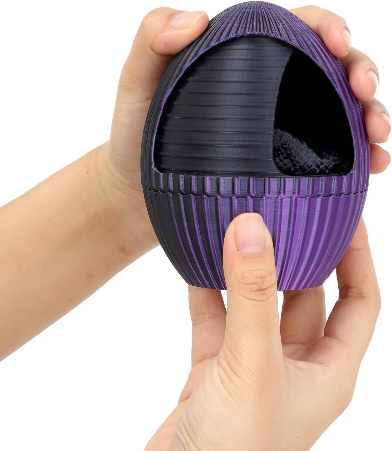 3D Printed Snake Egg, 3D Printed Fidget Animals,3D Crystal Snake Flexible Joints Home Decor Executive Desk Toys,Home Office Decor Executive Desk Toys for Autism/ADHD (Black Purple)