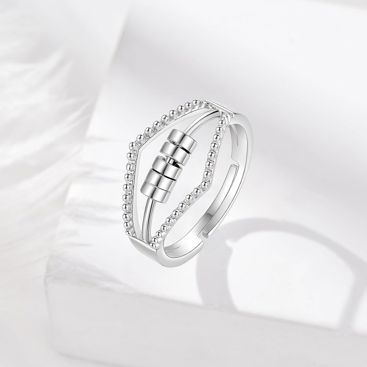 INFUSEU Funny Spinner Fidget Rings for Women Girls Anti Anxiety Stress Worry, Adjustable Size