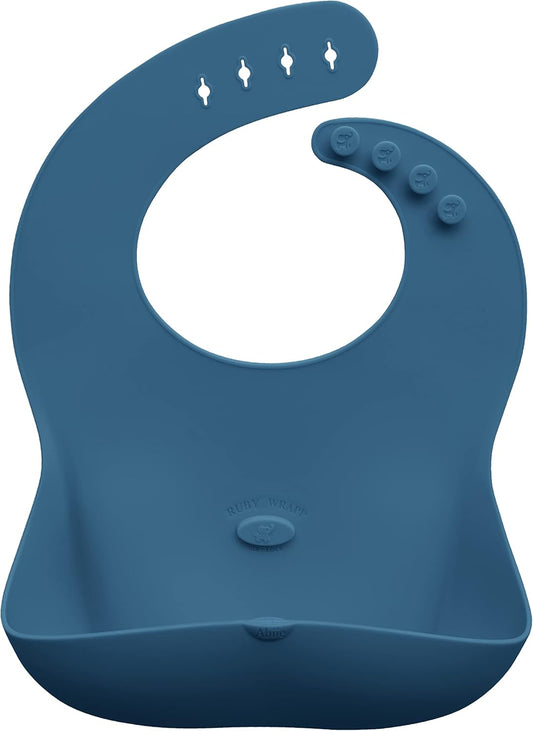 Abiie Ruby Wrapp Silicone Bibs for Babies with Front Pocket - Waterproof Bib - Stain Resistant - Silicone Toddler Bibs