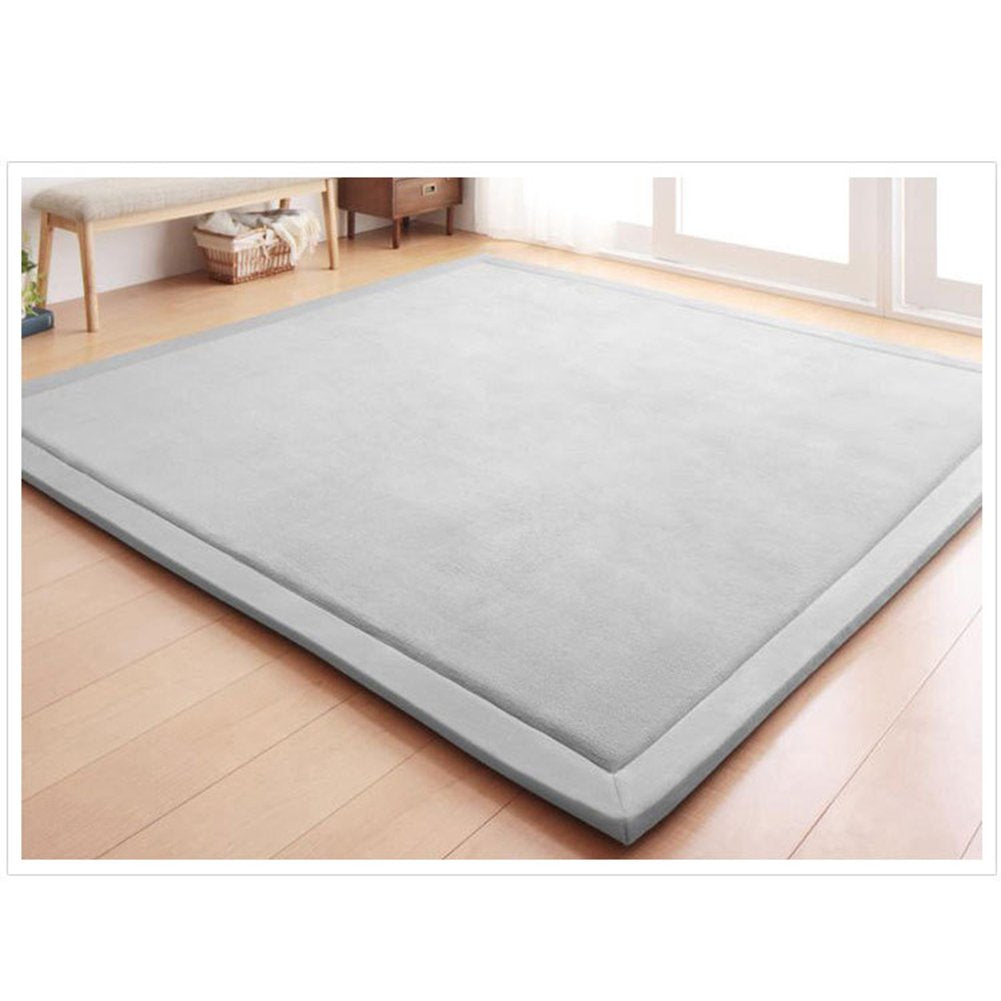 Loartee Coral Velvet Crawling Rug (6.0'x 6'8", Gray) for Toddler Children Play Area Rugs Yoga Mat Exercise Pads Carpet