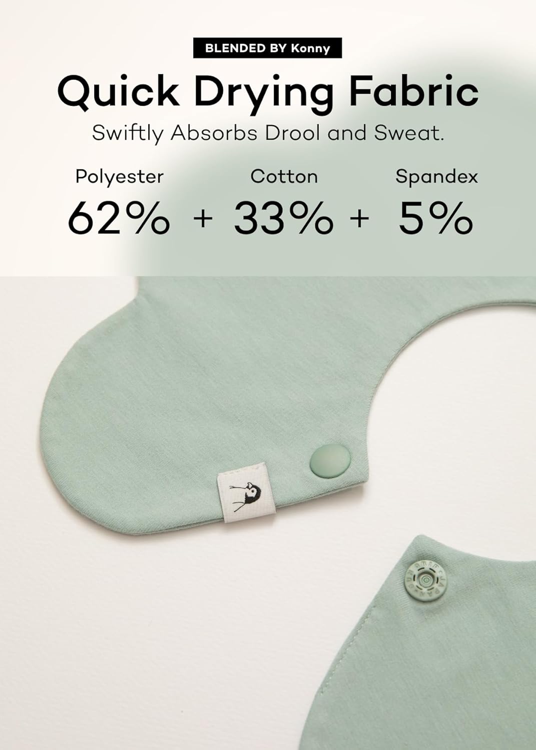 Konny Baby Bibs 5-Pack, 360 ° Rotate, Soft and Absorbent Bandana Drooling for Boys Girls baby Essentials