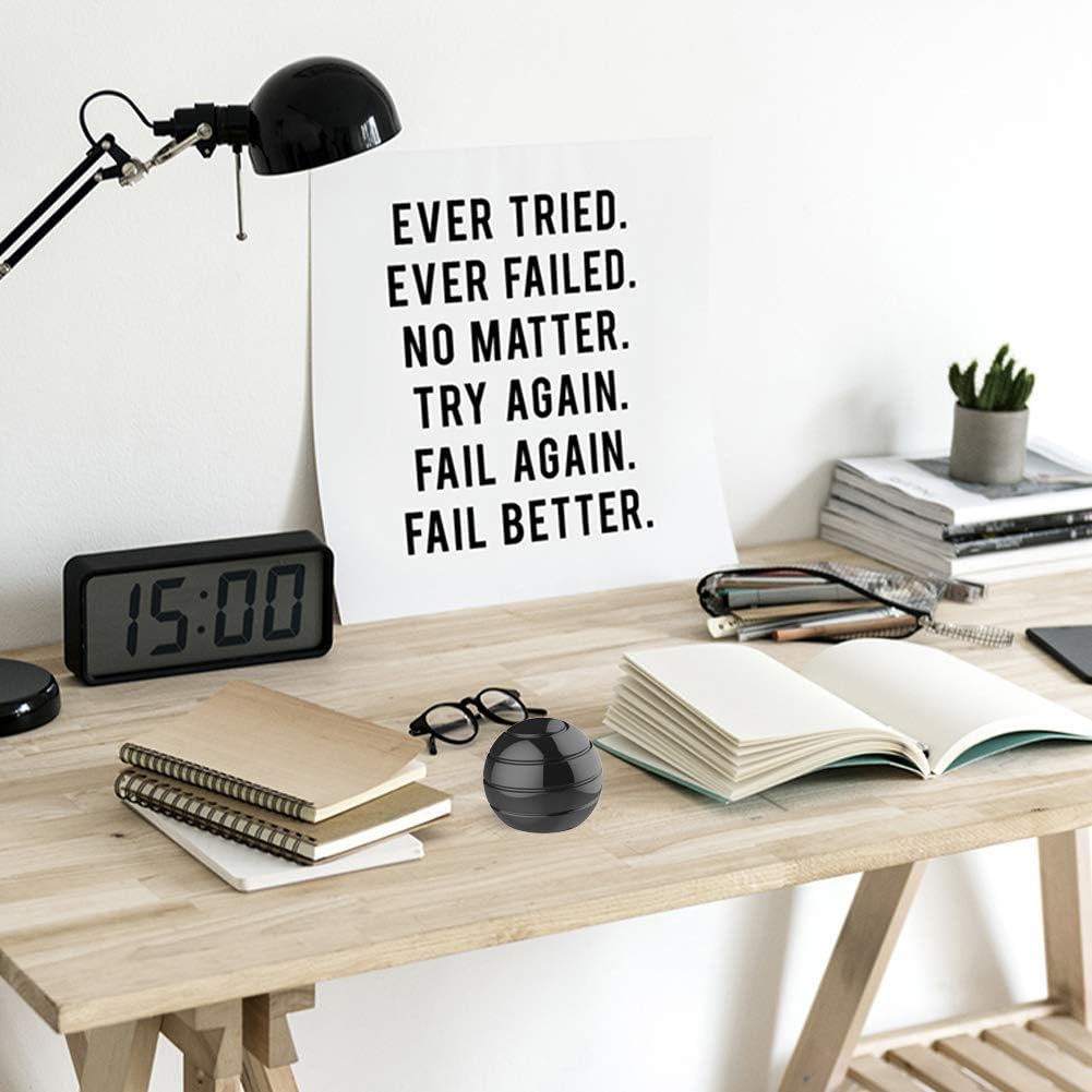 Metal Kinetic Desk Toy, Optical Illusion Fidget Spinning Top Ball, Unique Executive Stress Relief Gift for Adults & Kids