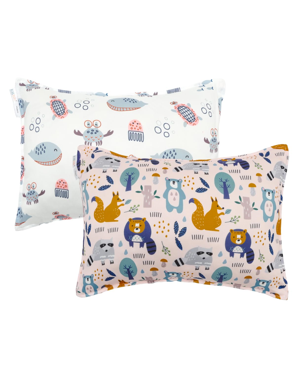 ALVABABY Toddler Pillowcases Stretchy Soft Kids Pillow Cover 2 Pack Fit 13"x 18" or 12"x16" Envelope for Girl Boy Sleepy Travel 2TPE25A