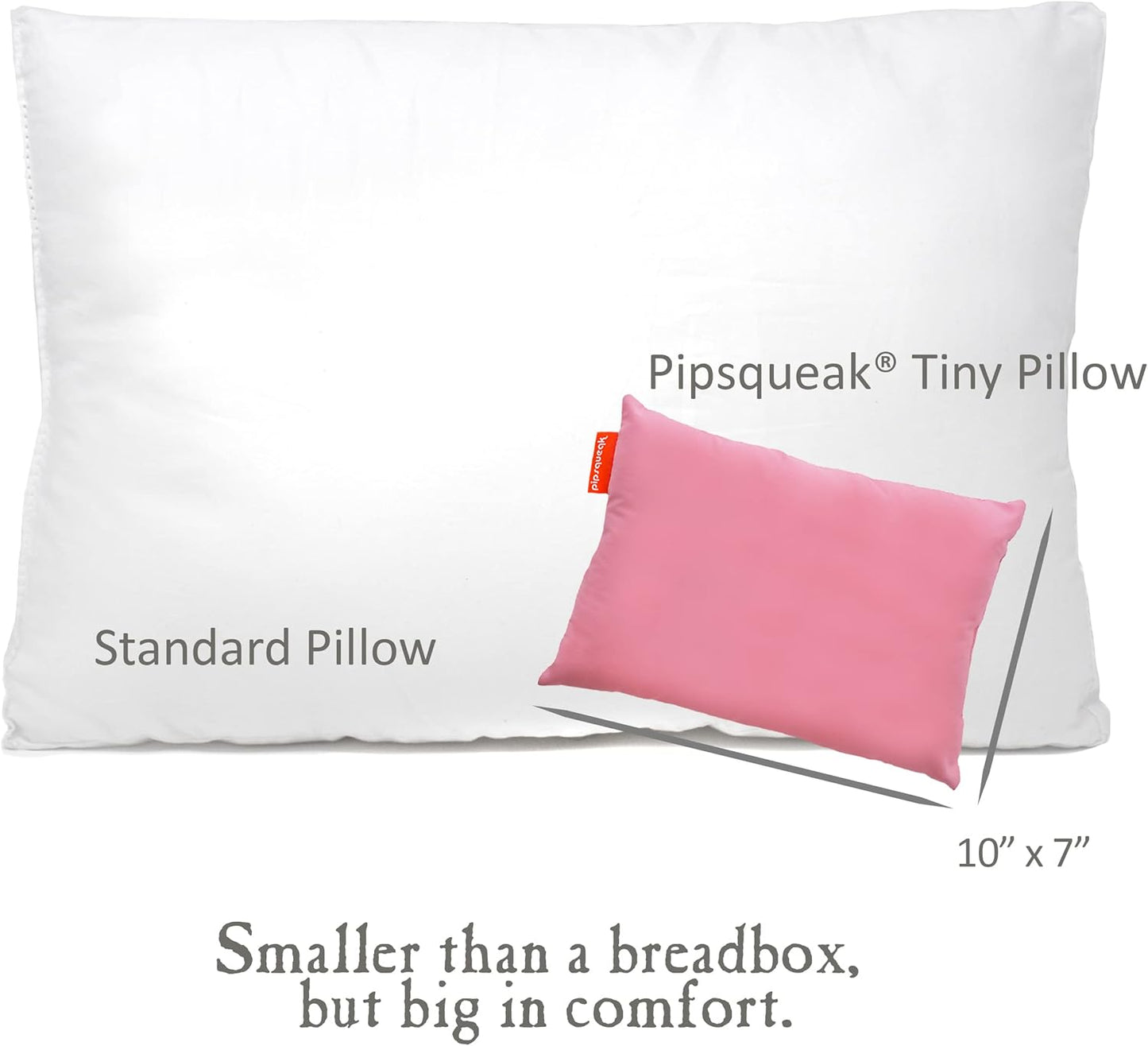 Pipsqueak Microfiber Pillow - Small, Mini, Tiny - 11 x 7 in - Perfect for Travel, Cars, Airplanes, Camping, Dogs, Toddlers, Kids, Lumbar, Knees and Neck - Ages 2 Yrs and Up