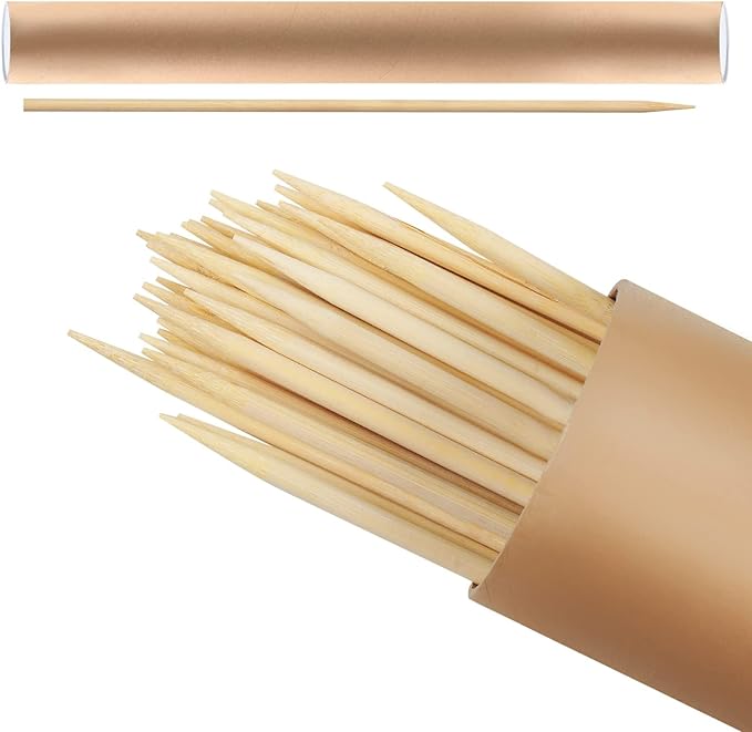 BETESINE 6.3mm Thick Bamboo Marshmallow Roasting Sticks, 36 Inch Extra Long Wooden S'mores Sticks for Fire Pit, BBQ, Camping, Sausage, Marshmallow Skewers – 100 PCS (Bamboo - 36 inch)