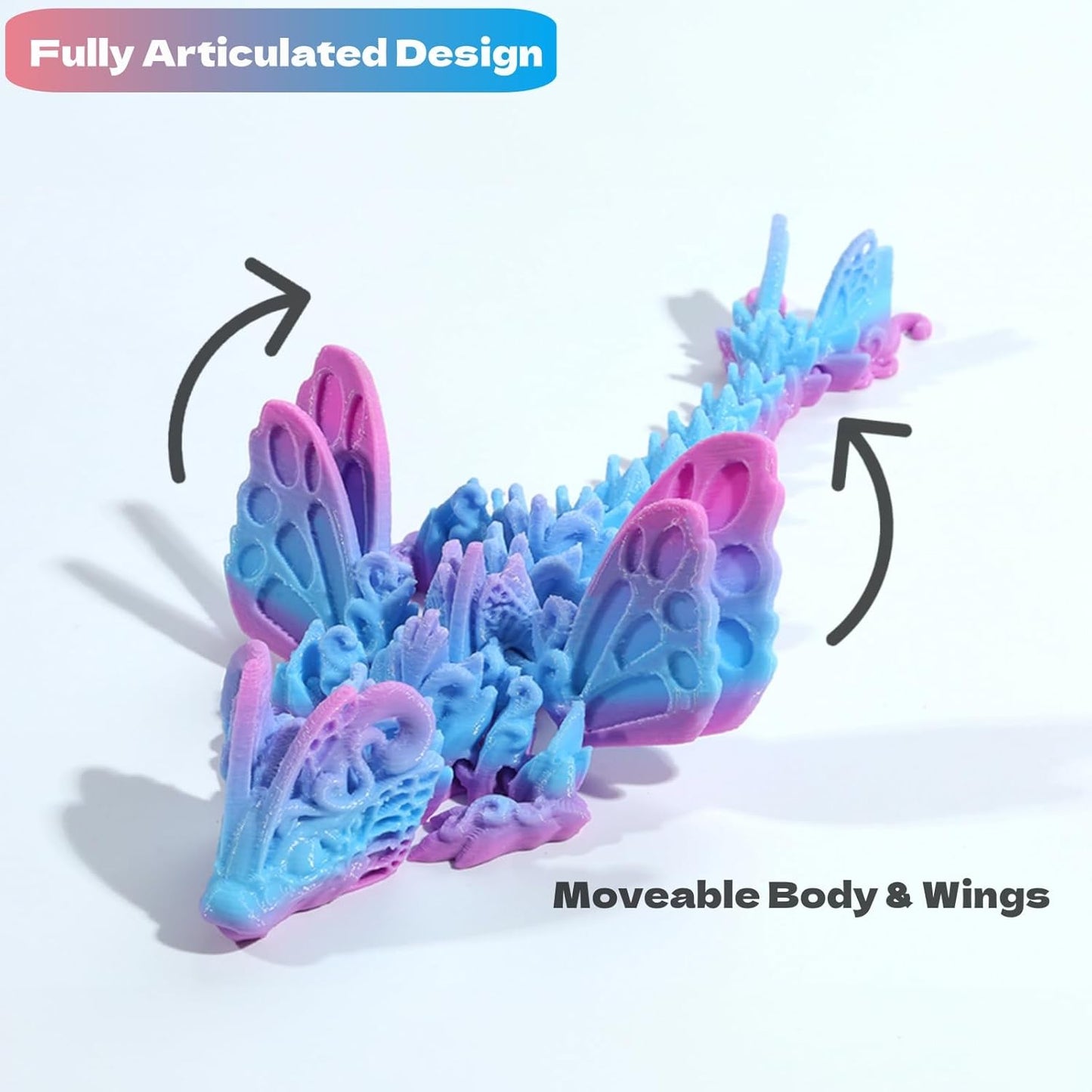 3D Printed Dragon Egg with Dragon Inside, Fully Articulated Butterfly Dragon in Egg, Dragon Fidget Toy, Home/Office/Desktop Décor, Easter Basket Stuffers, Gift for her (Sunset)