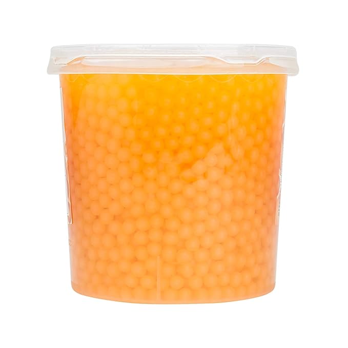 Tea Zone [7 Pounds] Peach Popping Pearls for Boba Tea Beverages, Sweets, Ice Cream Topping | B2061