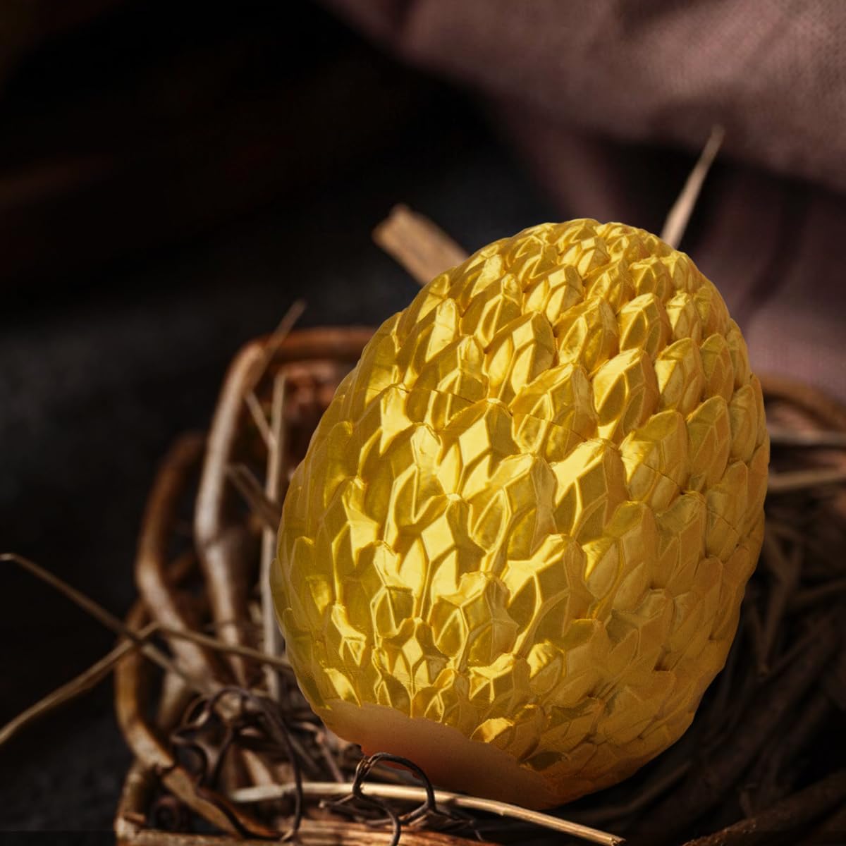 3D Prited Dragon,3D Printed Dragon in Egg, Home Office Decor Executive Desk Toys， Fidget Toys for Adults and Kids (Gold)