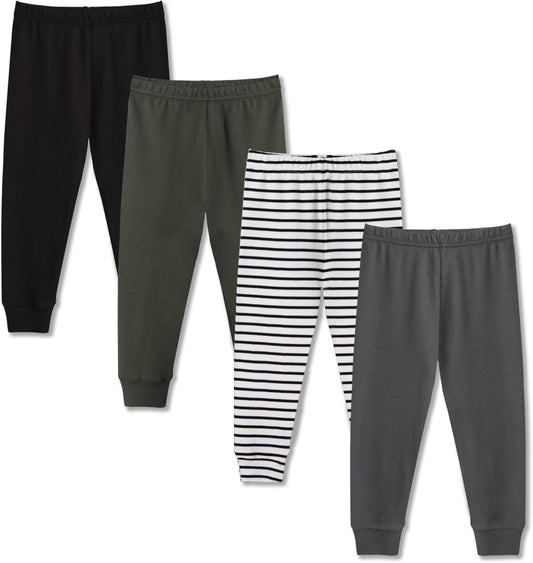 GLASH Kids Baby and Toddler Boys Cotton Pants, 4 Pack 2T-6Y Joggers Sweatpants for Boys