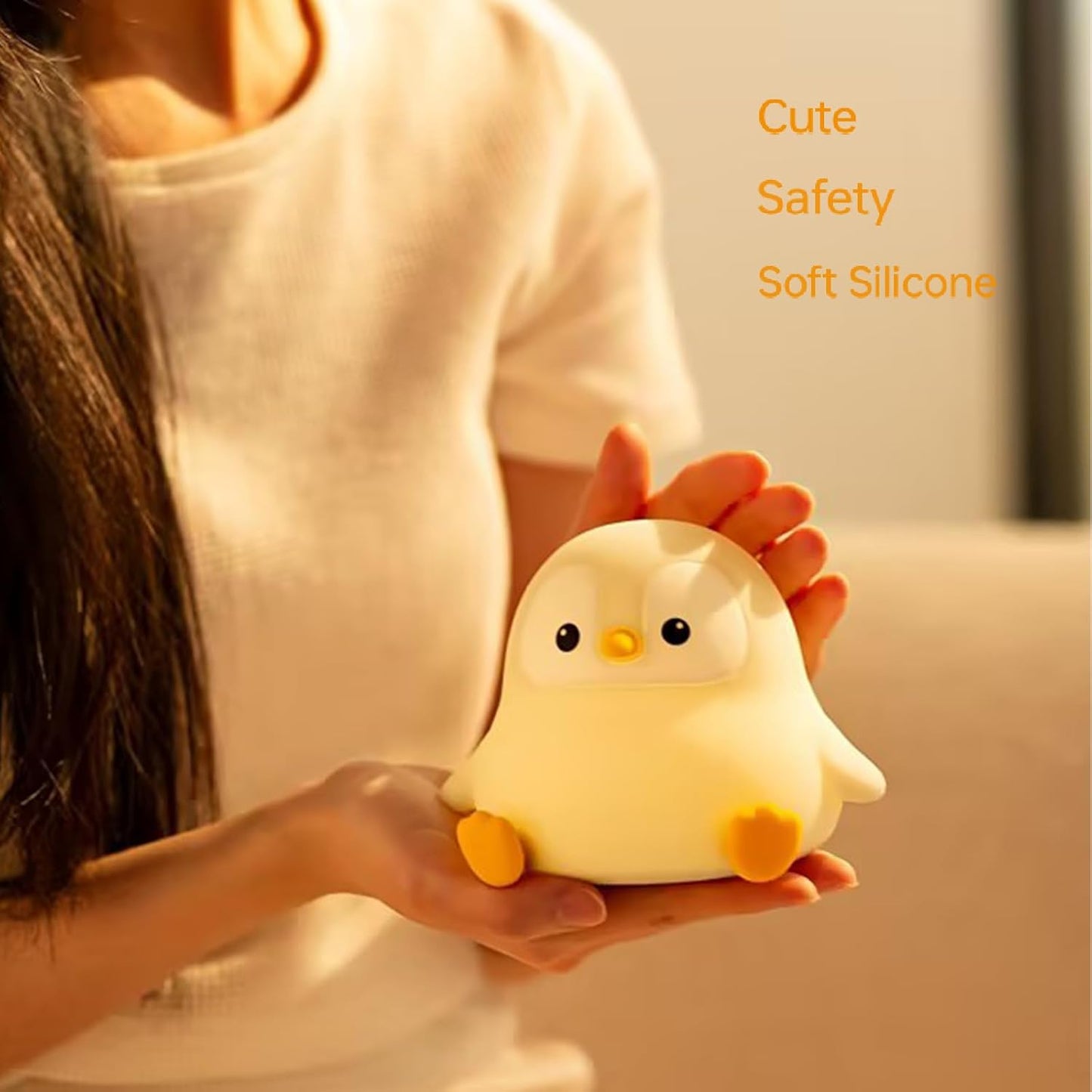 Penguin Night Light for Kids, Cute Penguin Lamp Silicone Baby Nursery Night Lamp, Dimmable Squishy Touch Bedside Lamps, Adorable Rechargeable Animal Lamps Gifts Kawaii Room Decor for Kids Girls Boys