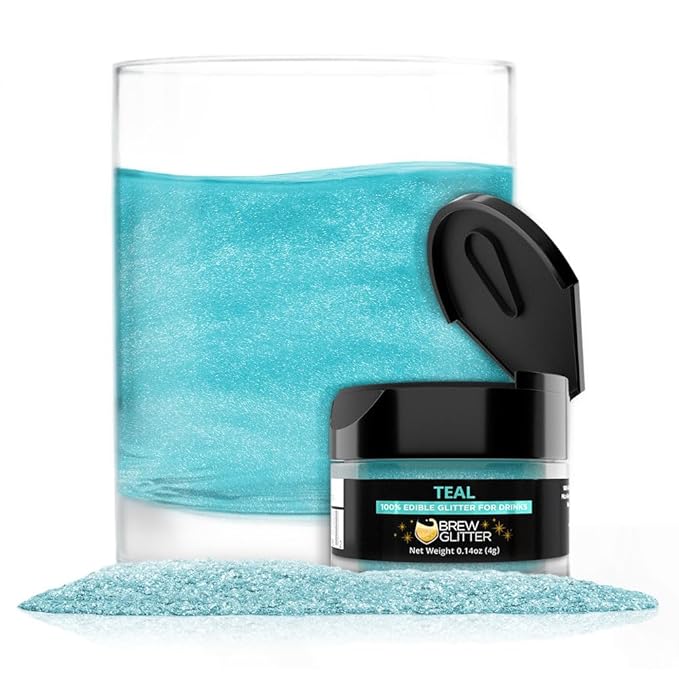 Brew Glitter Teal Edible Drink Glitter 1x 4g Jar for Cocktails, Beer, & Beverages