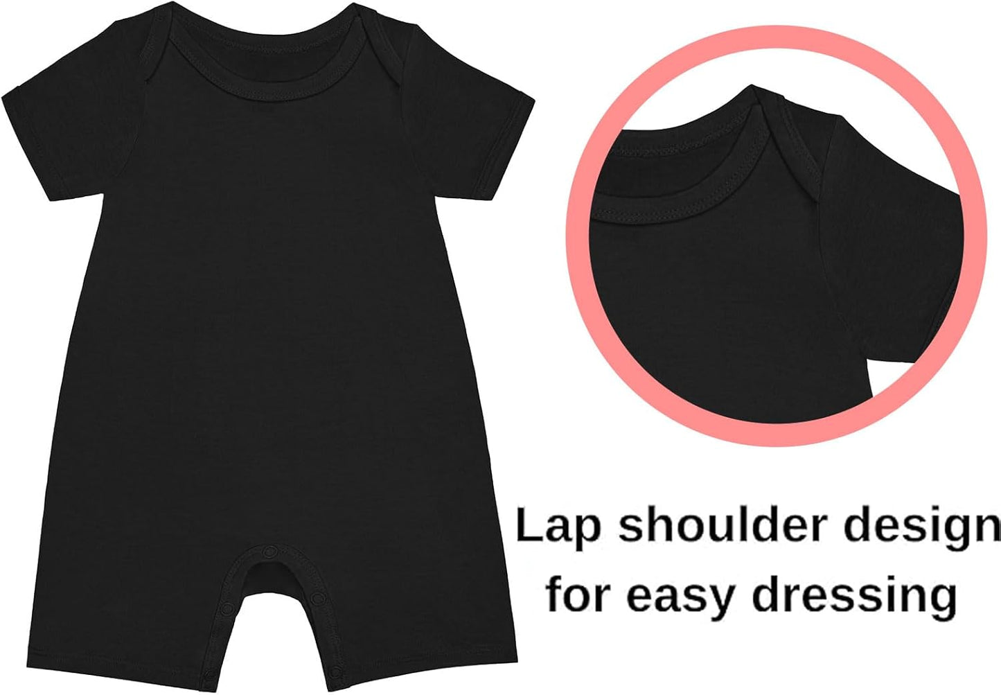 GUISBY Rayon Baby Pajamas, Short Sleeve Footless Rompers, Snap Closure Sleeper for Boy Girls