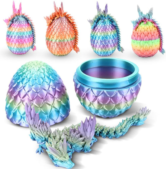 Cessfle 3D Printed Dragon in Egg, Fly Dragon Egggs with Dragon Inside Full Articulated Dragon Egggs for House of Dragon Crystal Fidget Dragon Egg Toys, Home Office Decor Executive Desk Toy