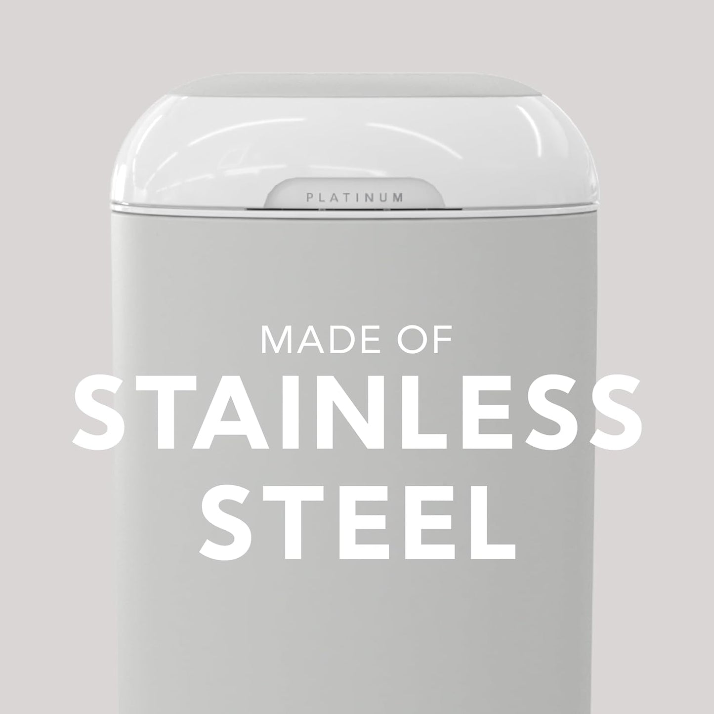 Platinum Diaper Pail Stone Grey, Made of Durable Stainless Steel, Convenient Easy to Use Hands-Free Operation, Odor-Locking Pail, Includes 2 Easy Roll Refill with 18 and 30 Durable Bags