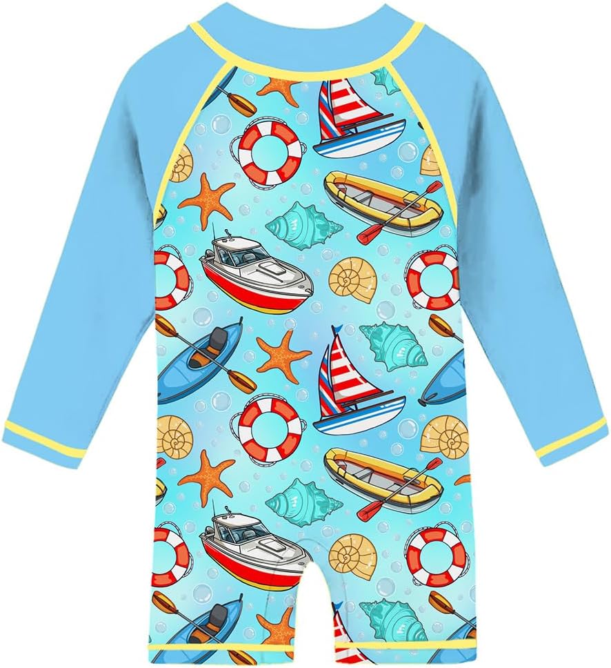 Funnycokid Baby Swimsuit Boy Toddler Bathing Suit Rash Guard UPF 50+ Swimwear 6 Months-4T