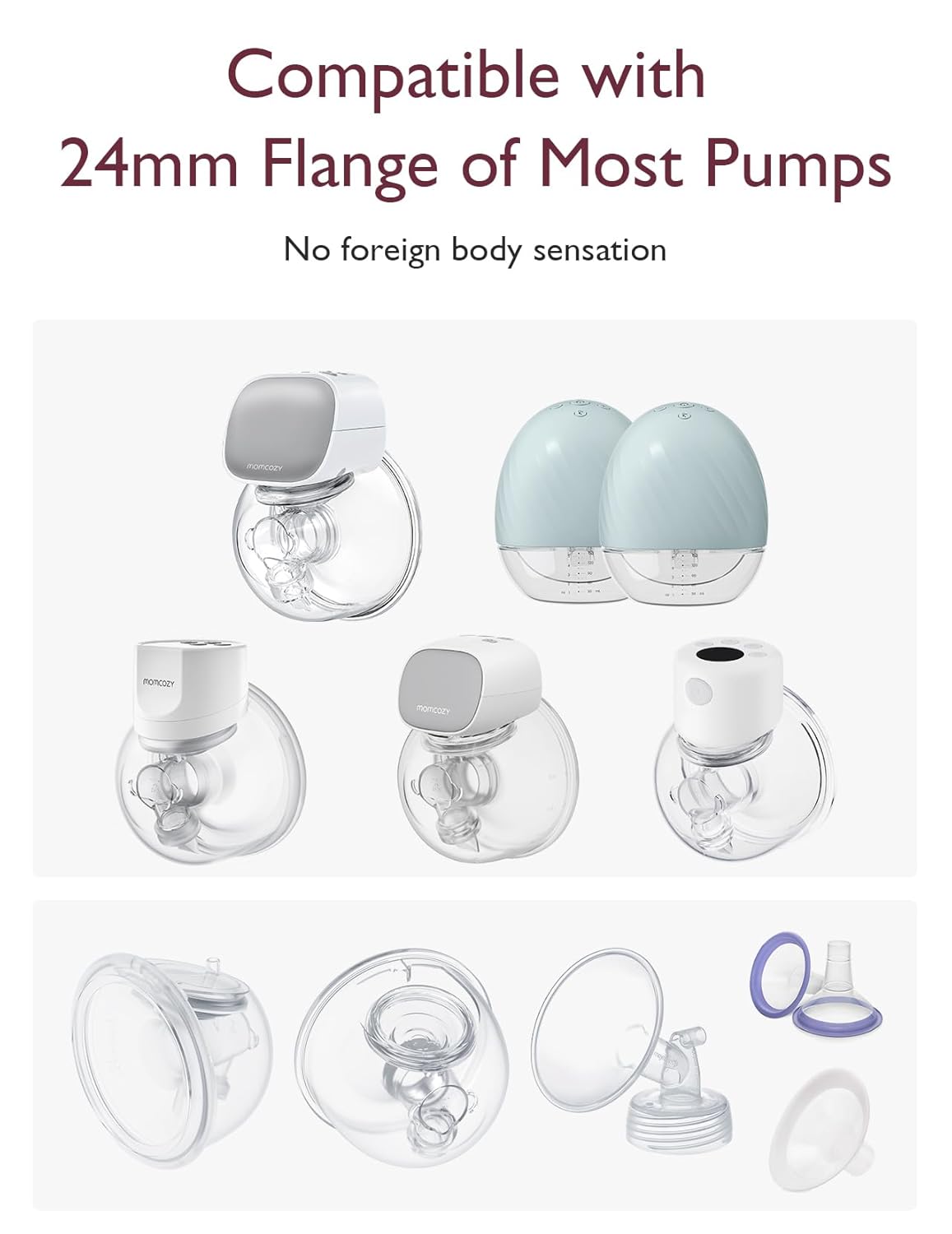 Momcozy Flange Insert 15/17/19/21mm Compatible with 24mm Flange/Shield of Most Pumps, Insert for Breast Pump Replacement Accessories, 4PCS