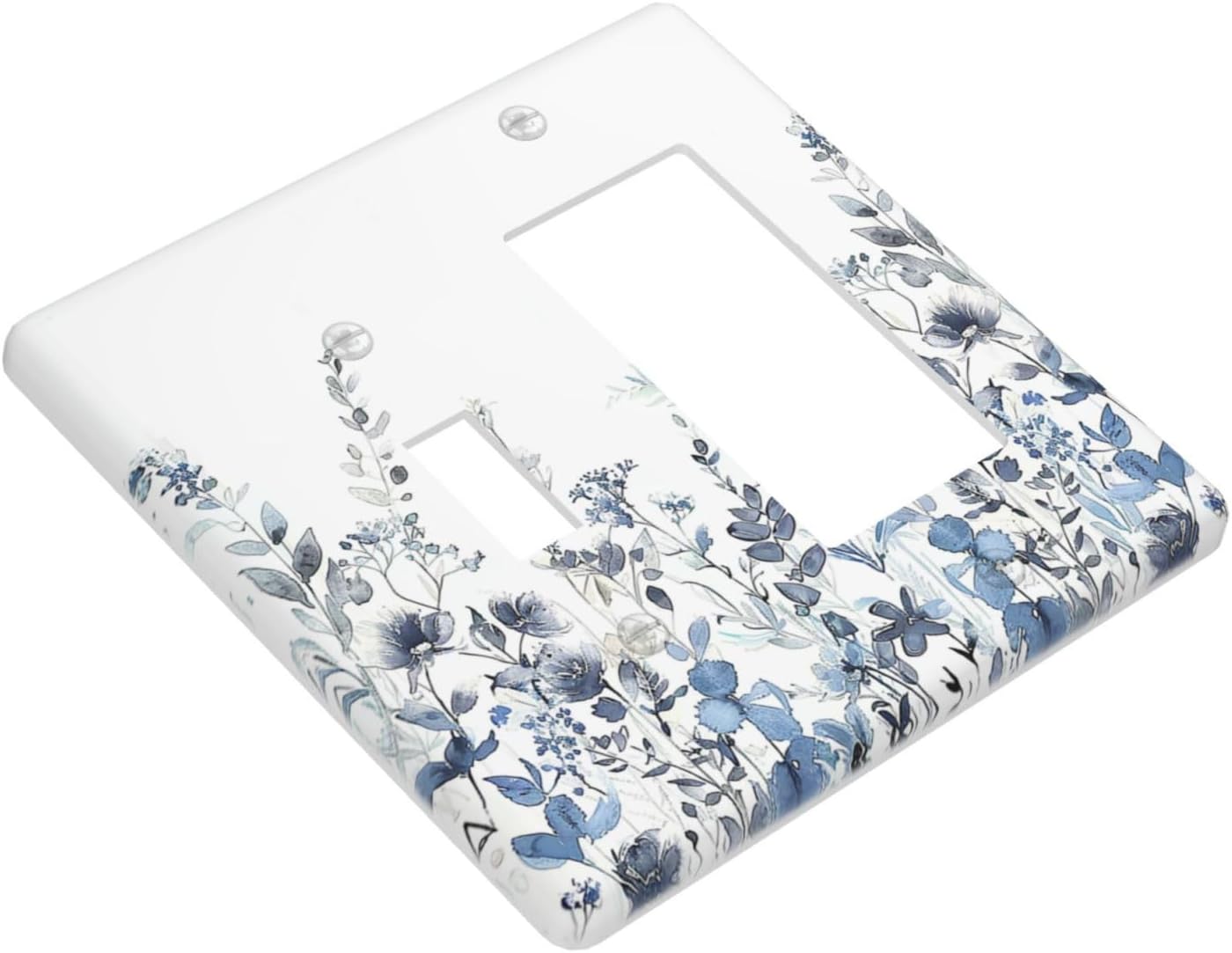 Outlet Covers Light Blue Watercolor Leaves Plant With Floral 1 Toggle 1 Rocker Combination Decorative Wall Plate Electrical Switch Plates Light Switch Cover Plate for Bedroom Bathroom Decor