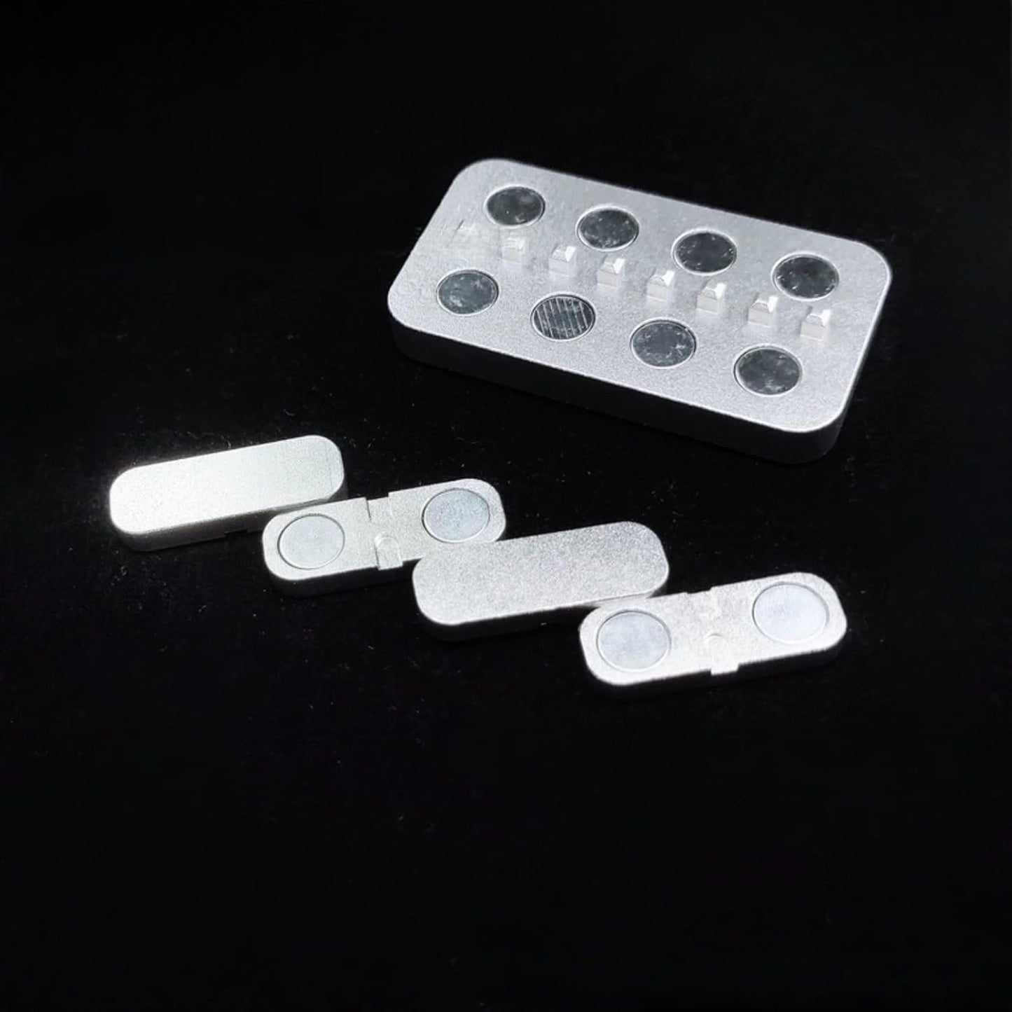 Premium Magnetic Metal Fidget Slider - EDC Haptic Clicker Stress Relief Toy for Adults, Anxiety & ADHD Relief, Pocket-Sized, Durable, Quiet Control, for Men & Women.(Sliver)