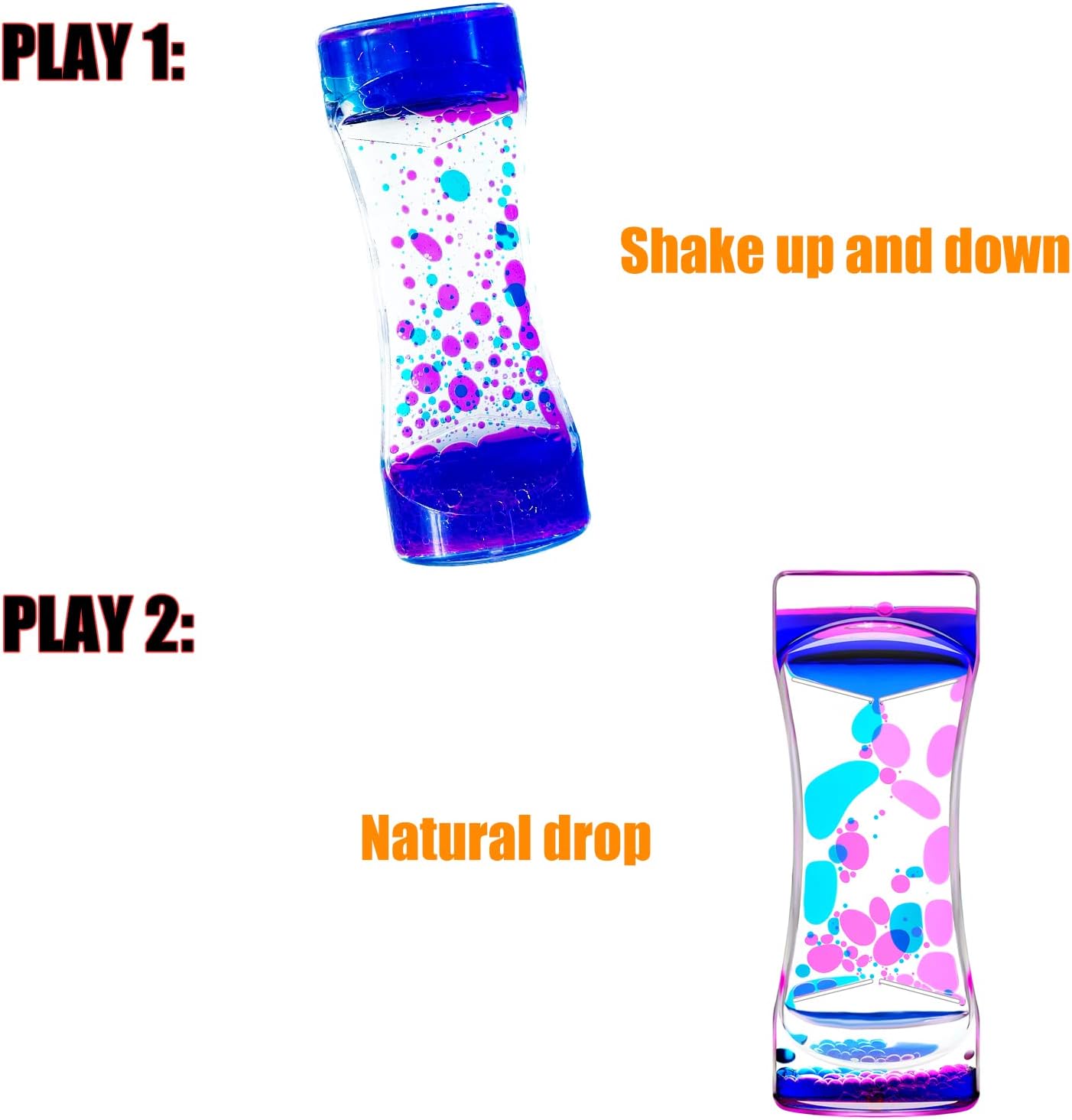 Liquid Motion Bubbler Set of 6 Different Rainbow Colors for Sensory Toys, Fidget Timers Liquid Toy for Home Office, Oil Drop Water Hourglass Desk Toys with Gift Box