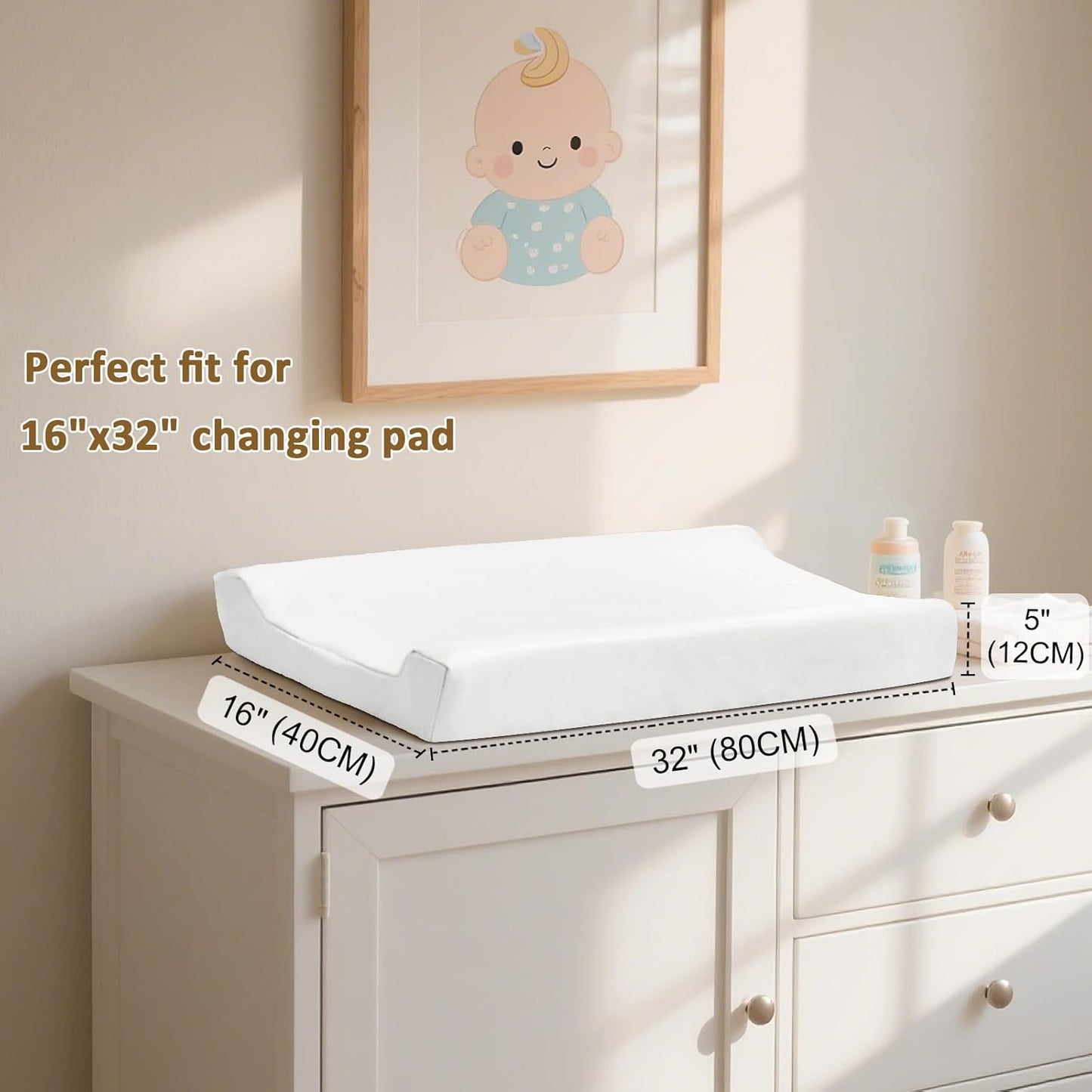 Owlowla Changing Pad Cover,Waterproof Changing Pad Covers-Soft Leather Diaper Changing Table Cover,Fits Standard Changing Pads for Baby Boy Girl（White）