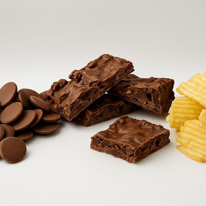 Chocolate Covered Potato Chips Bark – Crunchy Sweet & Salty Snack – Milk & Dark Chocolate Options – Gourmet Candy Bark in 4oz Sampler, 8oz, or 1lb (8oz, Dark Chocolate)