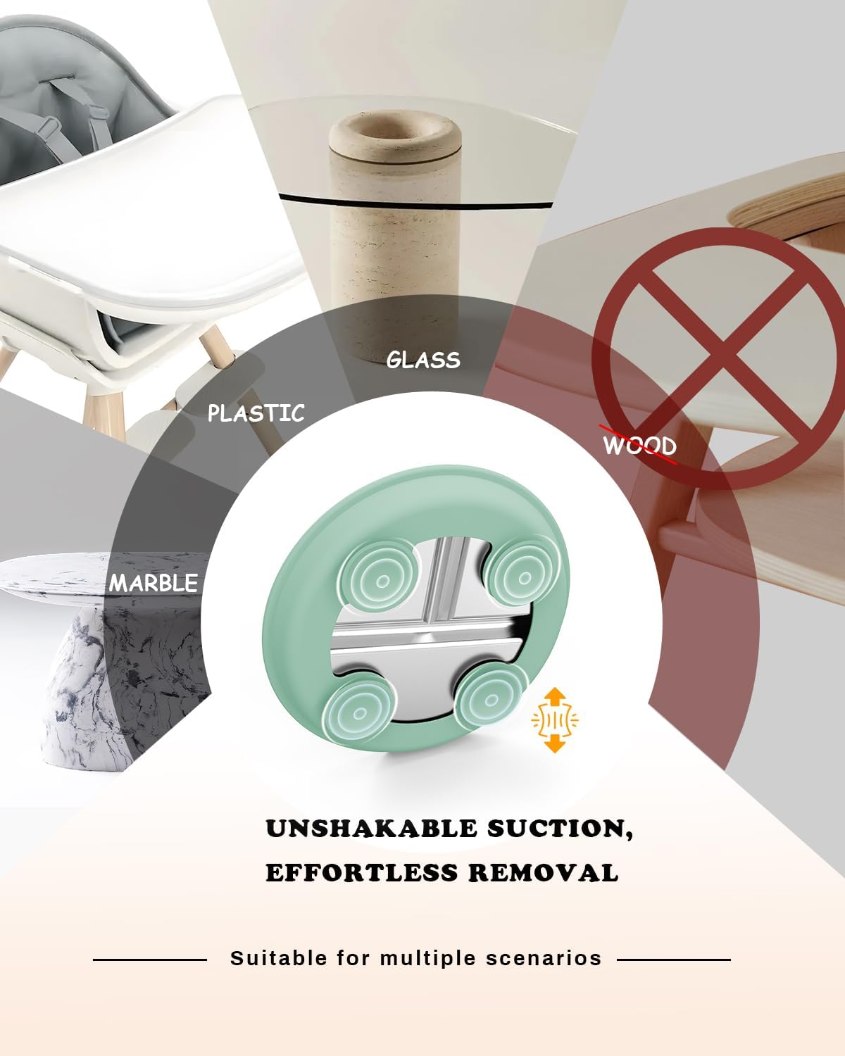 Stainless Steel Toddler Plate with Suction, 8” Divided Plates with Removable Silicone Sleeves for Baby, Non Toxic Unbreakable Kids Snack Dishes Set of 4, Sage Blue Beige Lilac