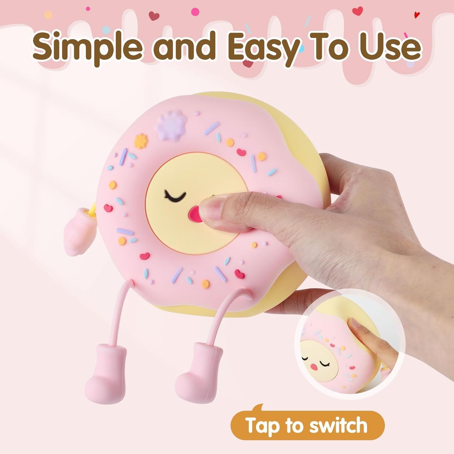 QANYI Donut Lover Light,Rechargeable Novelty Donut Lamp with Soft Touch Control and Sweet Funny Shape for Desk Decor, Birthday,Christmas,Valentine's Day Aesthetic Gifts for Girls Teens Teenages Women