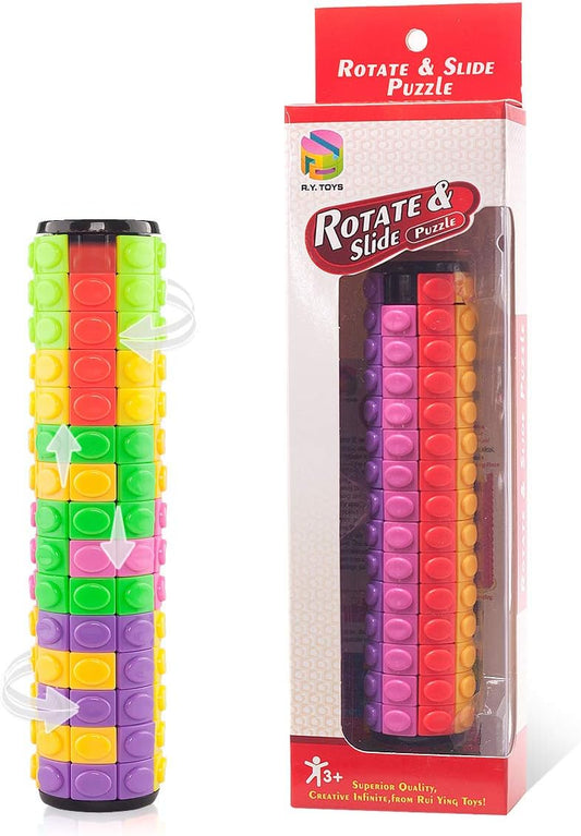 R.Y.TOYS Rotate and Slide Puzzle-Design Patent,Fidget Toys(Restore/Create)-8 Colors,15 Layers-Detach Piece for Quick Play,Brain Teaser,Sensory Toys,Stocking Stuffers,Easter Basket Stuffer Essentials