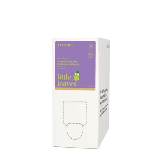 ATTITUDE Shampoo and Body Wash for Kids, EWG Verified Hair and Body Cleanser, Dermatologically Tested Soap, Plant and Mineral Based Bath Products, Vegan, Bulk Refill, Vanilla and Pear, 67.6 Fl Oz