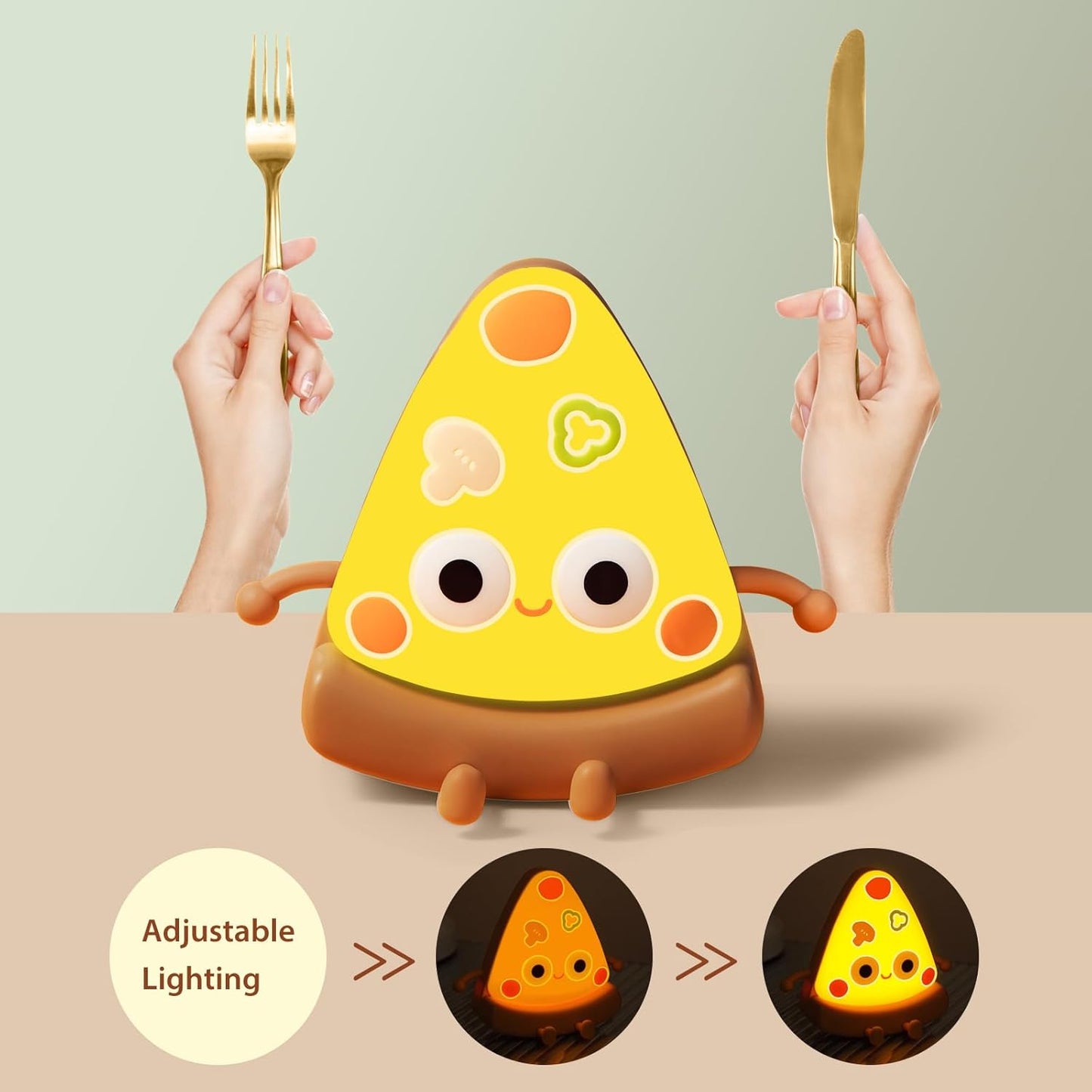 QANYI Pizza Lamp, Personalized Yellow Food Decor Lights for Pizzeria Kitchen Restaurant Party Cool Home Desk Decoration, Funny Novelty Nightlight Gift for Kids 4 to 12 Year Old Boys Girls Adult