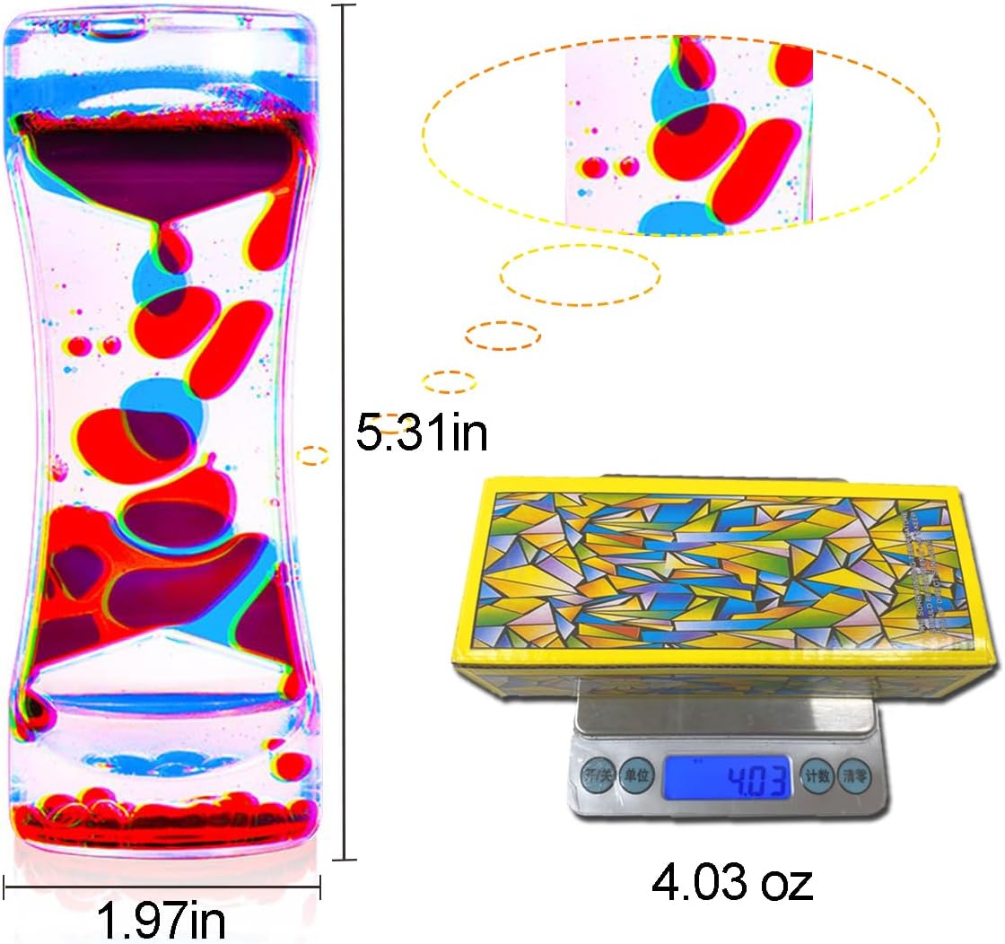 Liquid Motion Bubbler Sensory Toys,3 Pack Liquid Timer Desktop Colorful Hourglass Liquid Bubbler, Small Calming Relaxing Toys Sensory Anxiety Autism ADHD Fidget Toys