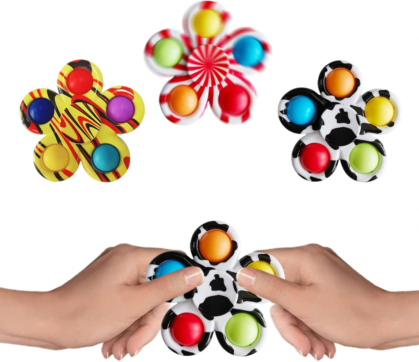 8 Pcs Pop Bubble Fidget Spinners for Party Favors, Hand Fidget Bulk Toys for Classroom Prizes, Christmas Valentine Gifts Goodie Bag Stocking Easter Basket Stuffers for Kids