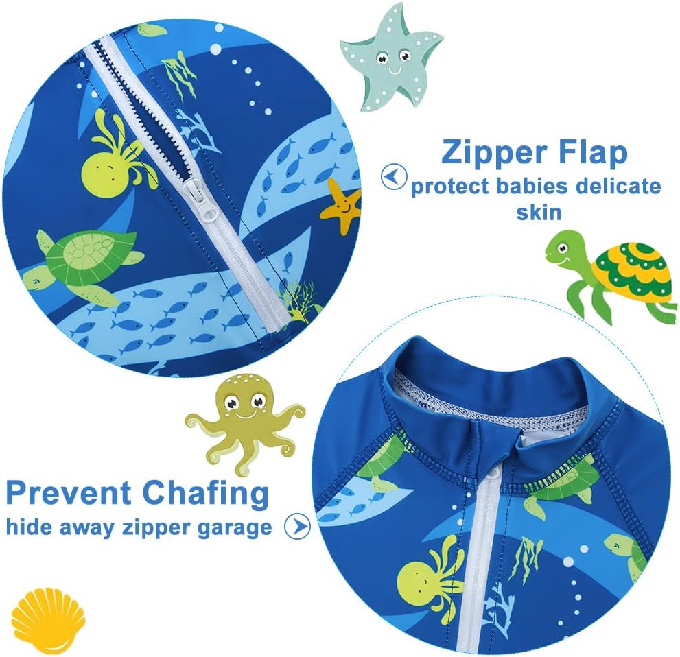 Funnycokid Baby Swimsuit Boy Toddler Bathing Suit Rash Guard UPF 50+ Swimwear 6 Months-4T