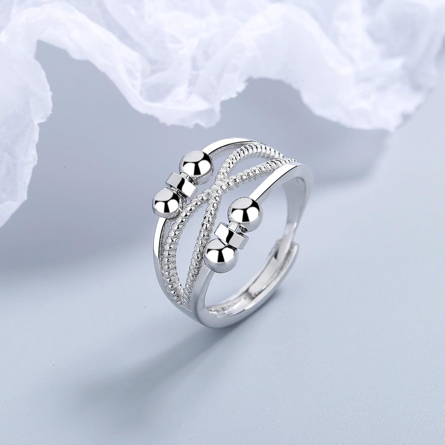 INFUSEU Funny Spinner Fidget Rings for Women Girls Anti Anxiety Stress Worry, Adjustable Size