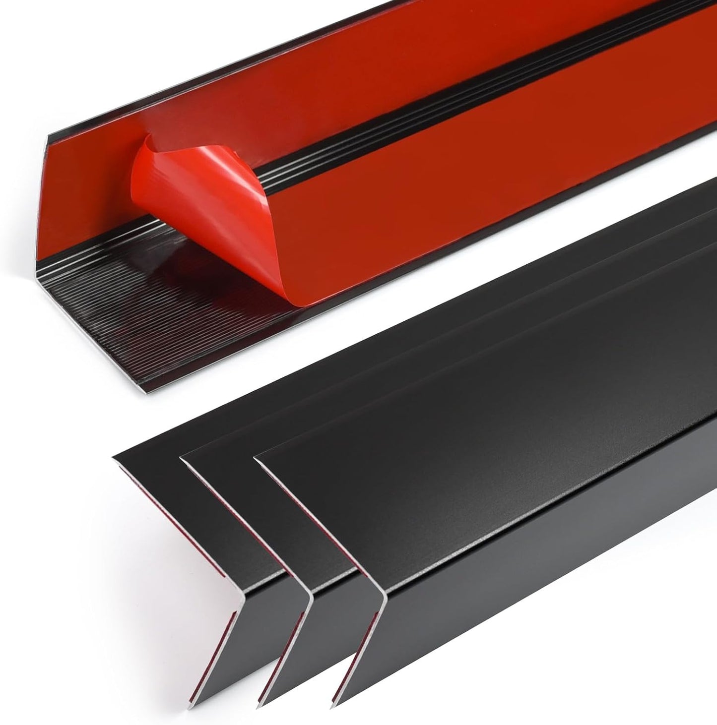 4PCS 45" Black Metal Corner Protectors, Aluminum Self Adhesive Corner Guards, Metal Wall Edge Protector Strip, Furniture Corner Protectors, Wall Cabinet Baseboard Decoration 45" x 2"