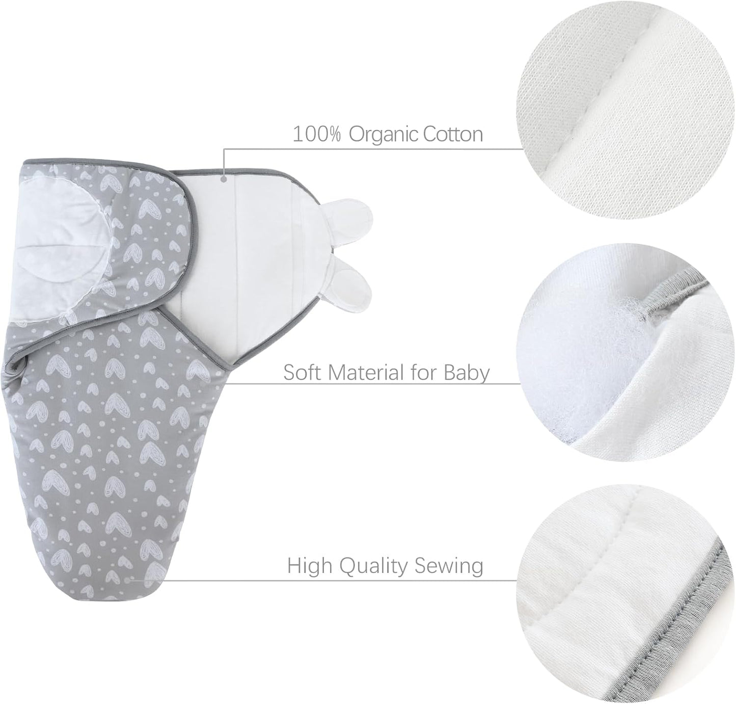 Biloban Quilted Baby Swaddles 0-3 Months 2 Pack, Warm Quilted Baby Swaddle, Newborn Swaddle, Adjustable Swaddle Blanket, Lovely Print