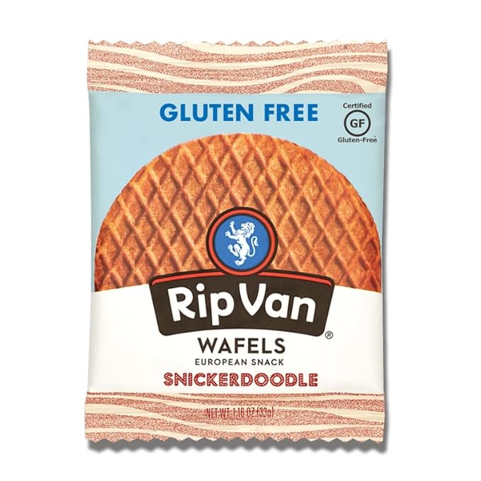 Rip Van Gluten-Free Snickerdoodle Stroopwafel, Healthy Gluten-Free Snacks, Non-GMO Snacks, Low Sugar (6g), Low Calorie Snack, 12 Count