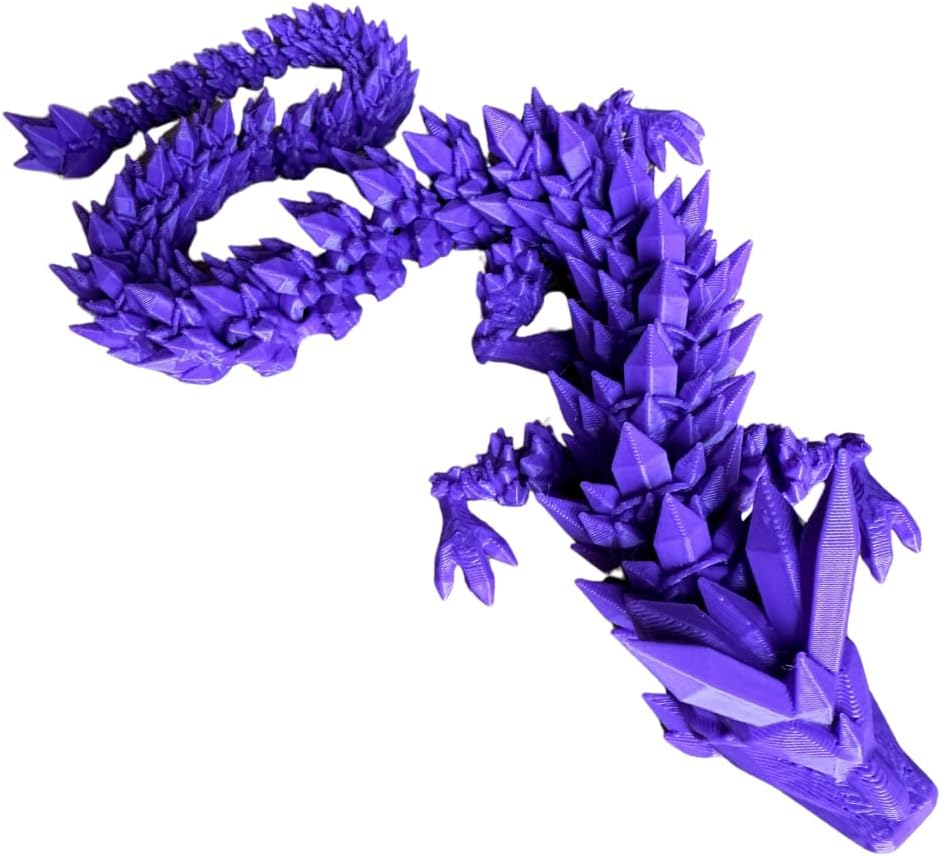 Crystal Dragon - Articulated Flexi Dragon - 3D Printed Gift (Teen, Purple)