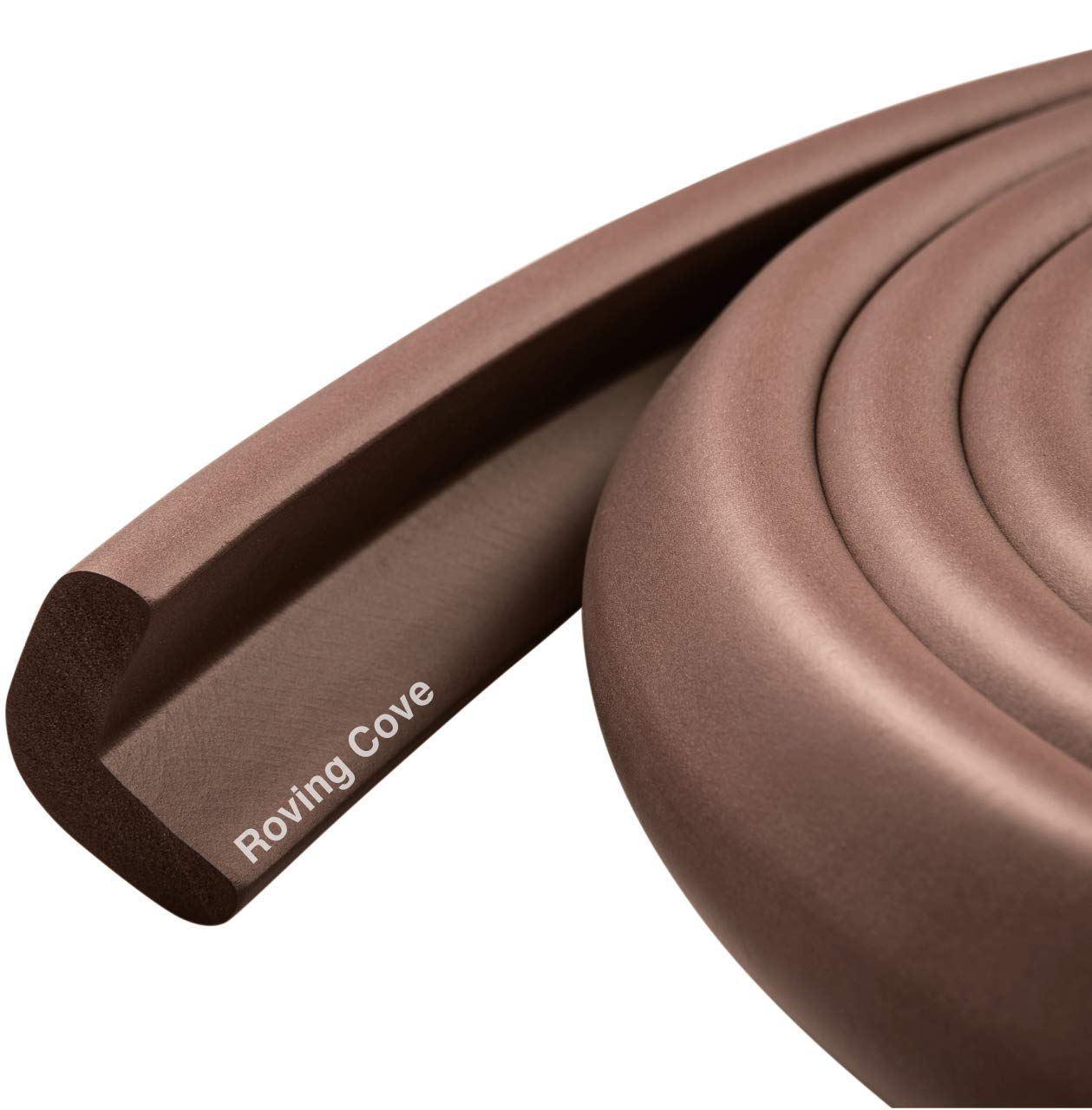 Roving Cove HeftyFit Edge Protector for Baby Proofing (6ft Large Edge Only), Heavy-Duty Soft Rubber Foam Furniture Edge Bumper Guards, Desk Edge Cushion, Wall Corner Covers, 3M Adhesive, Coffee Brown