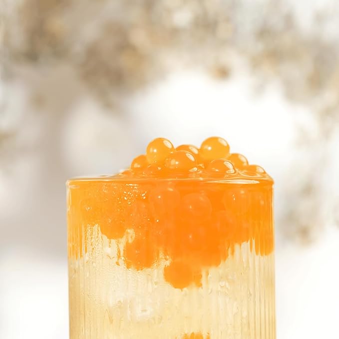 Tea Zone [1 Pound] Peach Popping Pearls, Bursting Pearls for Teas, Shakes, Smoothies, Dessert Toppings