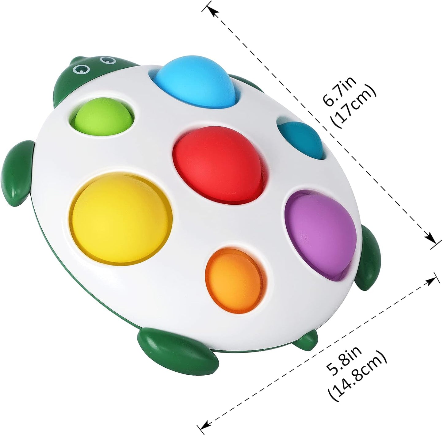 Fidget Popper Sensory Baby Toys for 6+ Months, Montessori Busy Toy for 1 2 3 Year Old Toddlers Push and Popping Bubbles Bath Toys, Travel Toys for Kids Ages 1-3 Stress Relief (Tortoise)