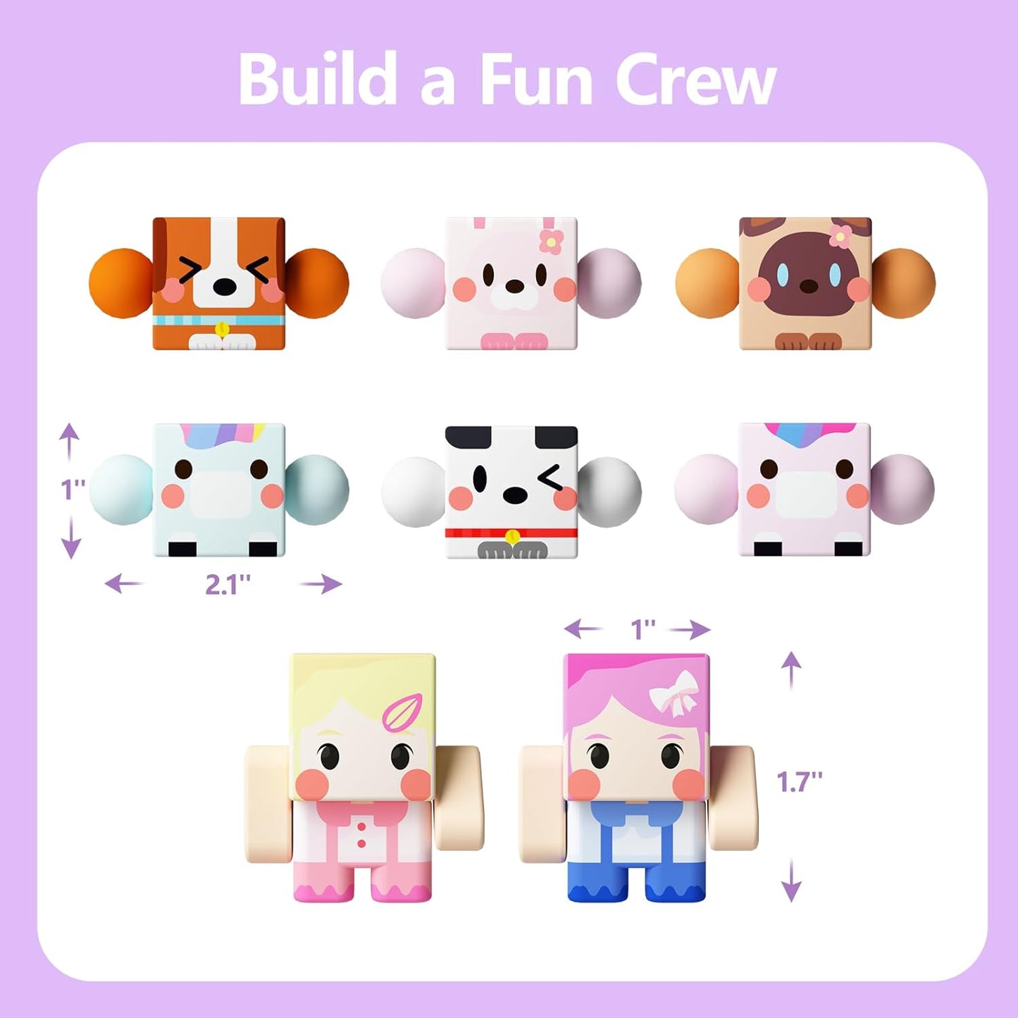 GobiDex 8PCS Magnetic Figures Playset Rotatable Animal & Character Toys for Kids, Toddlers Sensory Pretend Play Travel Toys Compatible with Magnet Blocks