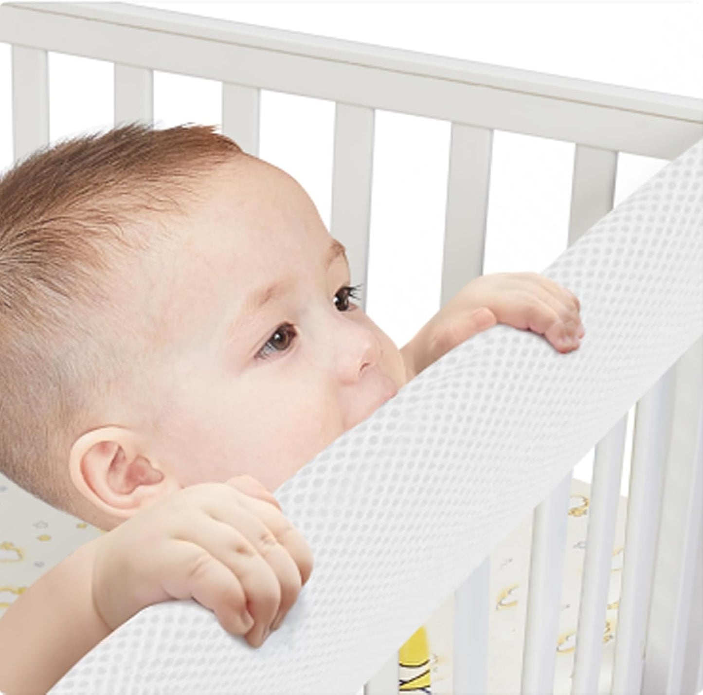 3 in 1 Crib Rail Covers for Life Size Cribs,White Soft Anti-Collision Strip Corner Covers,Protect Baby Teeth and Save Crib Rails, Rail Edge Protector Strip (white01)